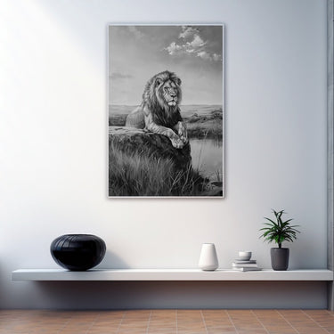 Black and White Lion Canvas Art